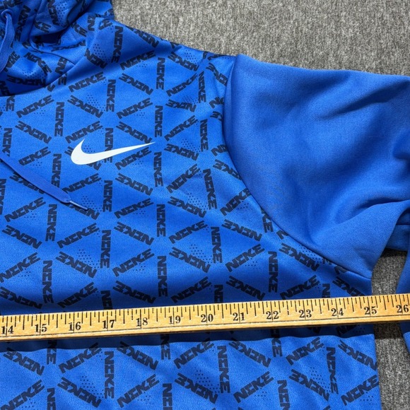 Nike Therma-FIT Mens XL Blue All Over Logo Print Hoodie - Picture 5 of 13